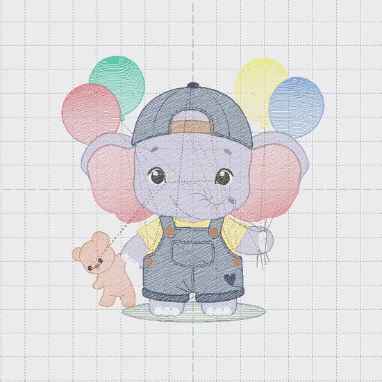 Elephant embroidery designs - Elephant with balloons embroidery design machine embroidery pattern - Safari embroidery - instant download