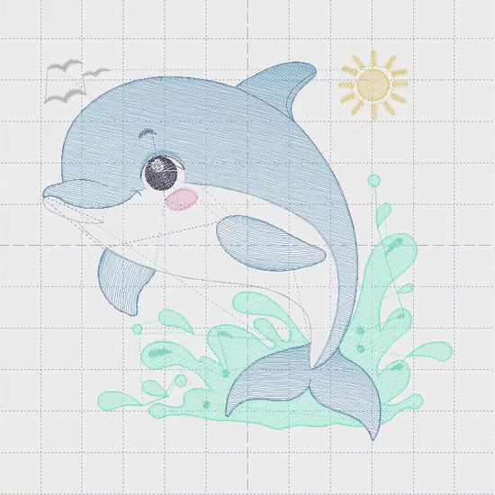 Dolphin embroidery designs - Ocean Fish embroidery design machine embroidery pattern - Sea animal embroidery file - instant download pes jef