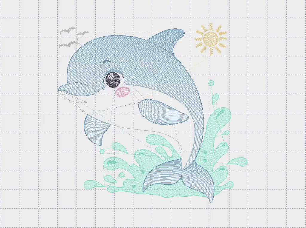 Dolphin embroidery designs - Ocean Fish embroidery design machine embroidery pattern - Sea animal embroidery file - instant download pes jef