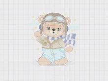 Carica e avvia il video nel visualizzatore di galleria, Pilot Bear embroidery designs - Plane embroidery design machine embroidery pattern - Teddy bear embroidery - Baby boy embroidery download
