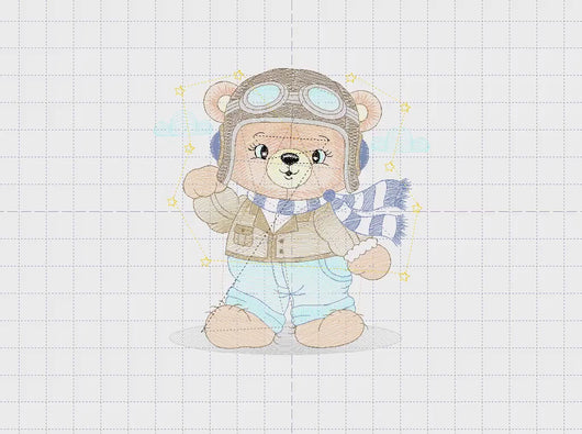 Pilot Bear embroidery designs - Plane embroidery design machine embroidery pattern - Teddy bear embroidery - Baby boy embroidery download