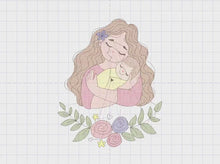 Carica e avvia il video nel visualizzatore di galleria, Mother with baby embroidery designs - Girl with newborn embroidery design machine embroidery pattern - Mama with flowers - instant download
