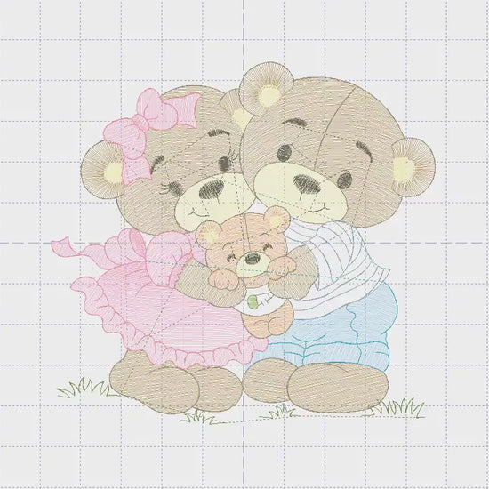 Bear embroidery designs - Family embroidery design machine embroidery pattern - Bear family embroidery file - Baby boy embroidery download