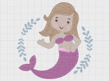 Carica e avvia il video nel visualizzatore di galleria, Mermaid embroidery designs - Sea Princess embroidery design machine embroidery pattern - Mermaid rippled design - Baby Girl embroidery file
