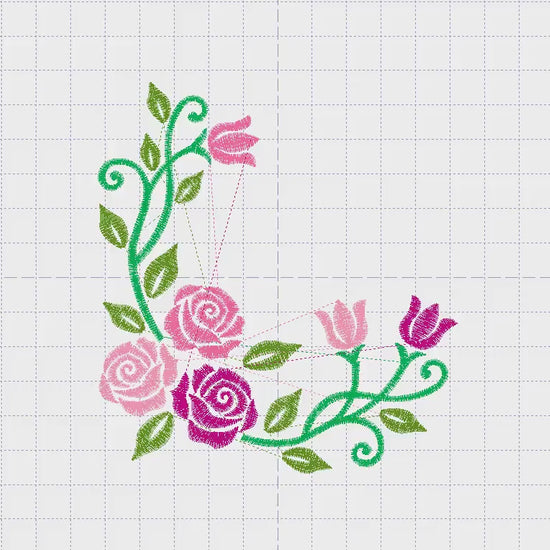 Rose embroidery designs - Flower embroidery design machine embroidery pattern - Roses corner embroidery file - instant download jef floral