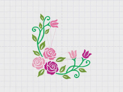 Rose embroidery designs - Flower embroidery design machine embroidery pattern - Roses corner embroidery file - instant download jef floral