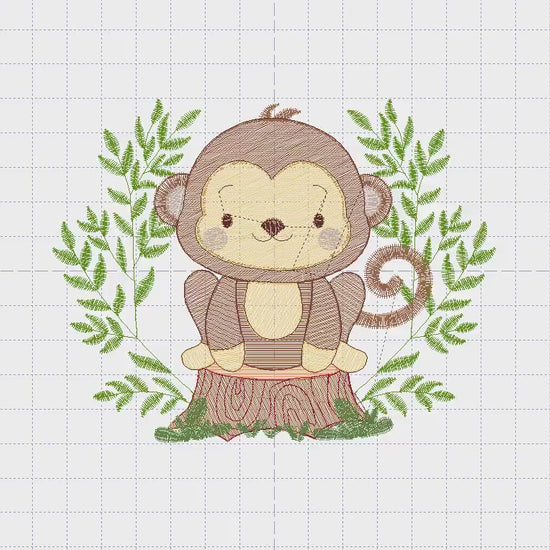 Monkey embroidery designs - Safari embroidery design machine embroidery pattern - Animal embroidery file - Baby boy embroidery download pes
