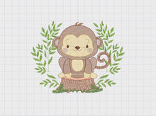 Carica e avvia il video nel visualizzatore di galleria, Monkey embroidery designs - Safari embroidery design machine embroidery pattern - Animal embroidery file - Baby boy embroidery download pes
