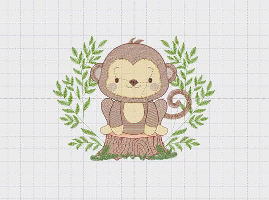 Monkey embroidery designs - Safari embroidery design machine embroidery pattern - Animal embroidery file - Baby boy embroidery download pes