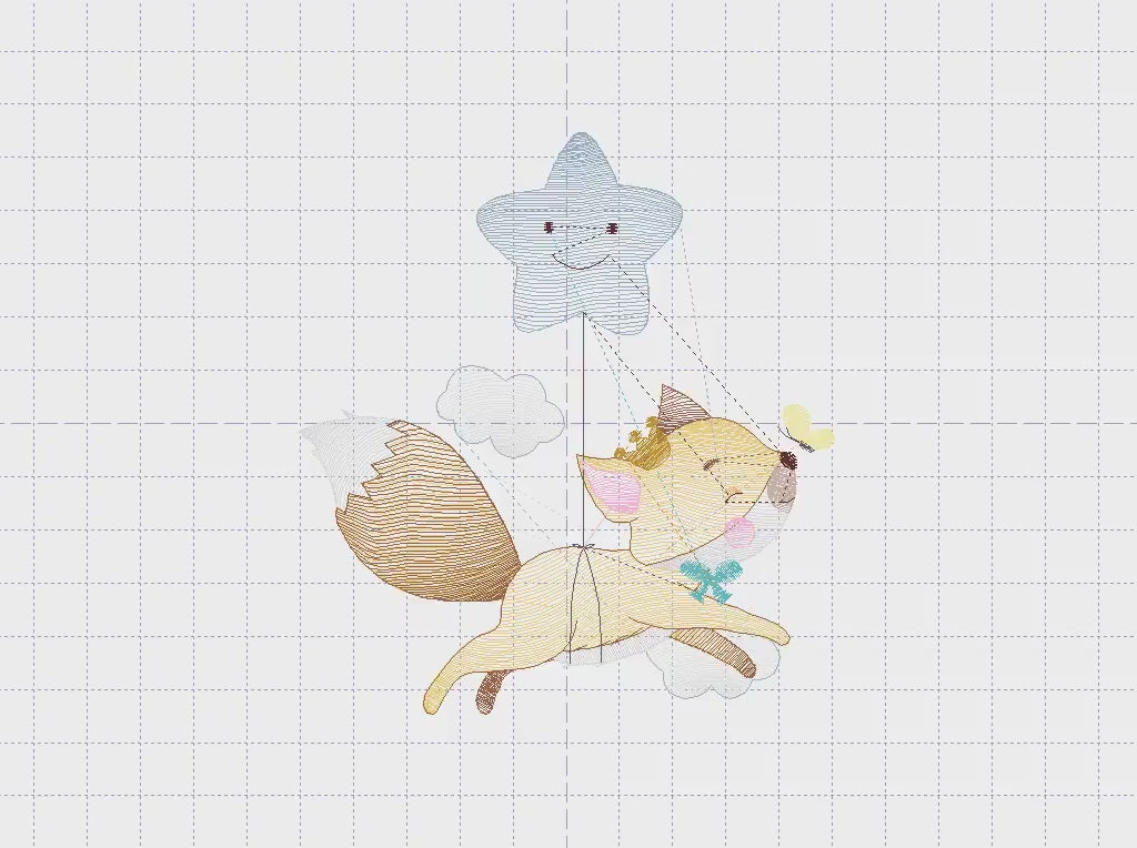 Fox embroidery designs - Star Hot air balloon embroidery design machine embroidery pattern - Animal embroidery file - woodland animals jef