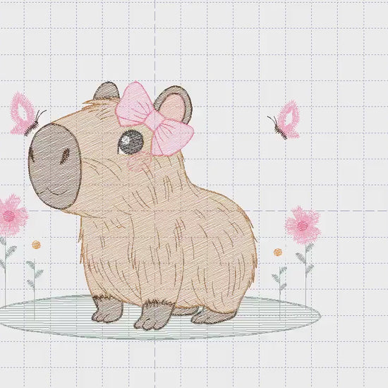 Capybara embroidery designs - Water River Animals machine embroidery pattern - Baby girl big hamster file - Instant digital download pes jef