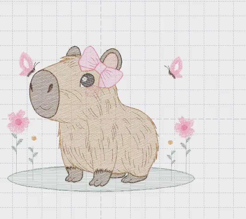Capybara embroidery designs - Water River Animals machine embroidery pattern - Baby girl big hamster file - Instant digital download pes jef