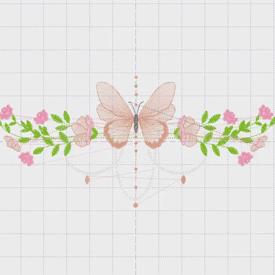 Butterfly embroidery designs - Flower line embroidery design machine embroidery pattern - Flowers embroidery file - instant download towel