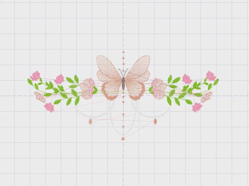 Butterfly embroidery designs - Flower line embroidery design machine embroidery pattern - Flowers embroidery file - instant download towel