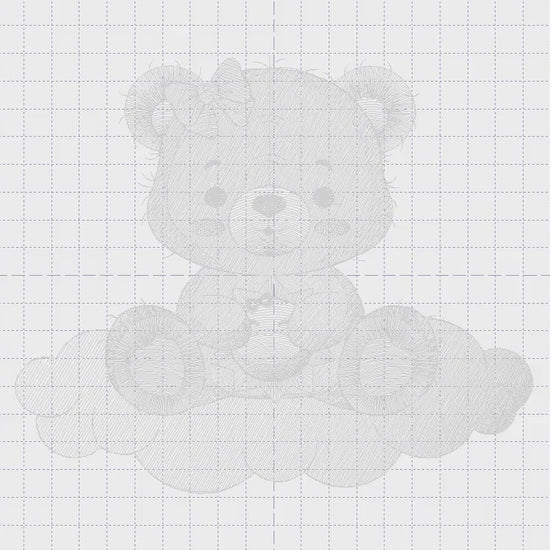 Female Bear embroidery designs - Baby girl Teddy with sun and cloud machine embroidery pattern - Instant digital download pes jef dst hus