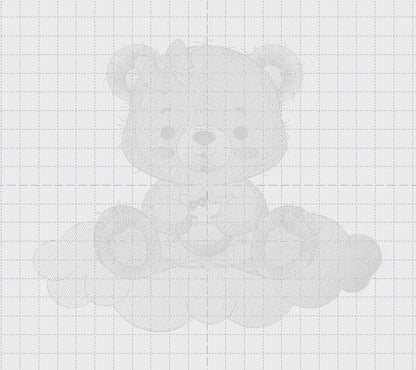 Female Bear embroidery designs - Baby girl Teddy with sun and cloud machine embroidery pattern - Instant digital download pes jef dst hus