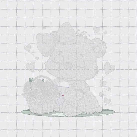 Teddy Bear embroidery designs - Baby girl embroidery design machine embroidery pattern - Bear with flowers embroidery file - jef download
