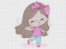 Cargar y reproducir el video en el visor de la galería, Girl embroidery designs - Baby girl with lace embroidery design machine embroidery pattern - Toddler embroidery file - Girl with long hair
