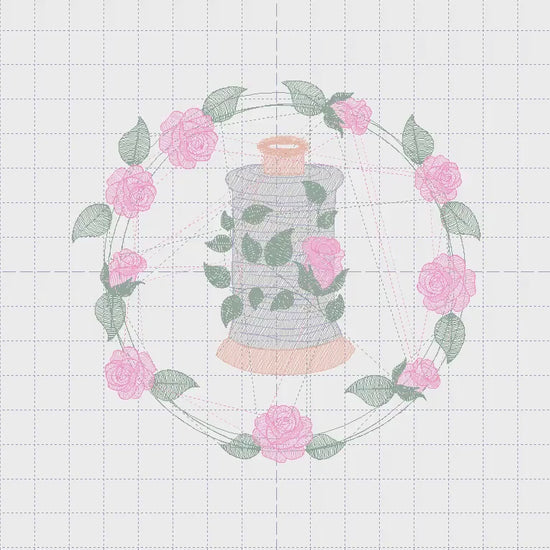 Thread with flower embroidery designs - Frame with roses embroidery design machine embroidery pattern - Wreath embroidery - instant download