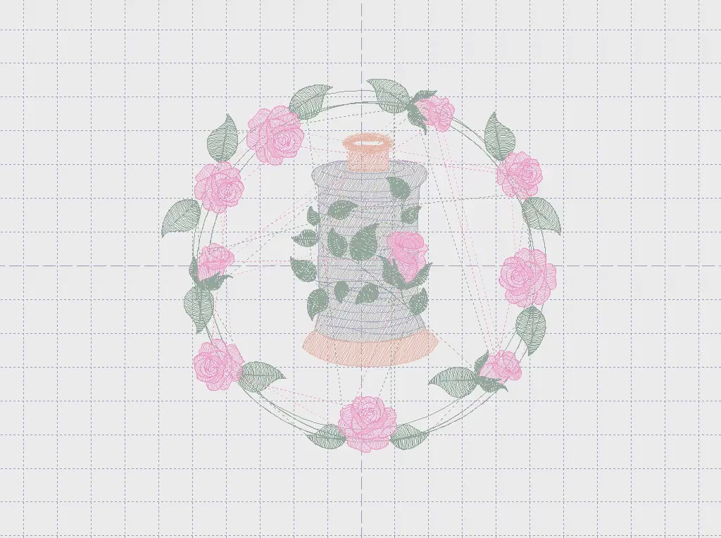 Thread with flower embroidery designs - Frame with roses embroidery design machine embroidery pattern - Wreath embroidery - instant download