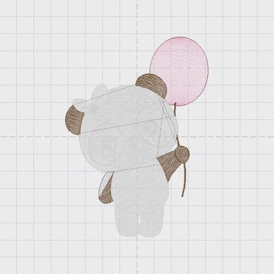 Panda embroidery design - Animal embroidery designs machine embroidery pattern - Baby girl embroidery file - Panda with balloons download
