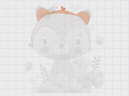 Red Fox embroidery designs - Woodland animal with mushrooms and flowers machine embroidery pattern - Baby girl file - Instant download pes