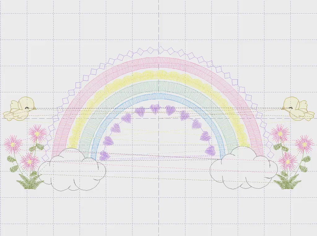 Rainbow embroidery design - Rainbow with clouds embroidery designs machine embroidery pattern - Baby girl embroidery file - digital download