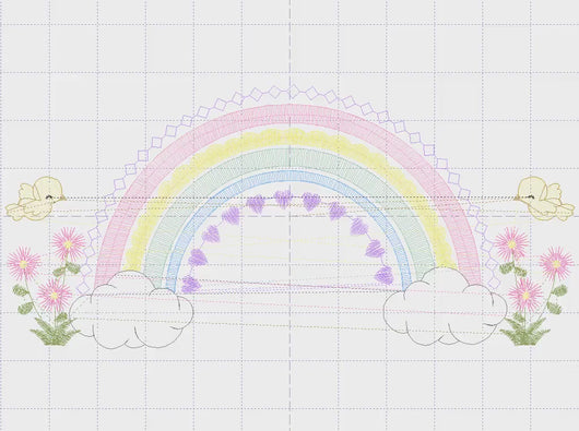 Rainbow embroidery design - Rainbow with clouds embroidery designs machine embroidery pattern - Baby girl embroidery file - digital download