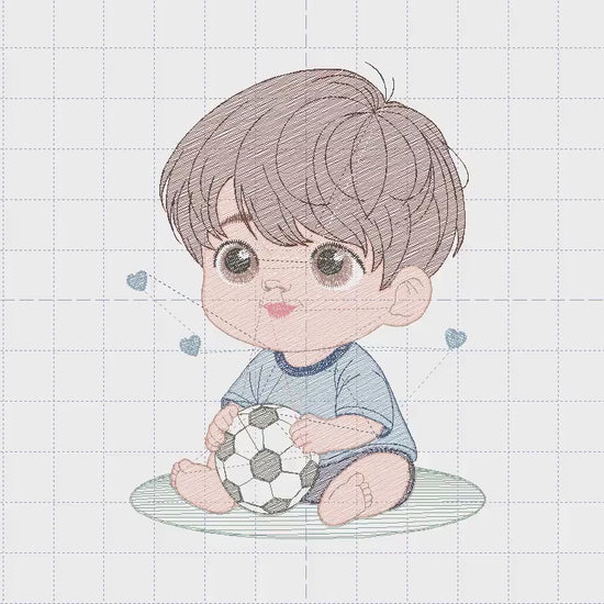 Baby boy embroidery designs - Soccer embroidery design machine embroidery file - Boy with ball embroidery - Soccer player instant download