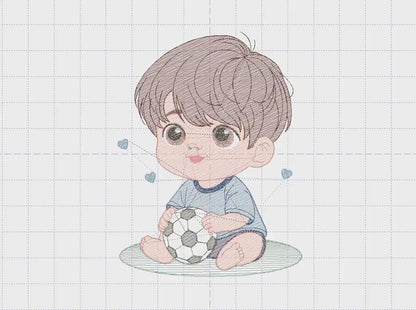 Baby boy embroidery designs - Soccer embroidery design machine embroidery file - Boy with ball embroidery - Soccer player instant download