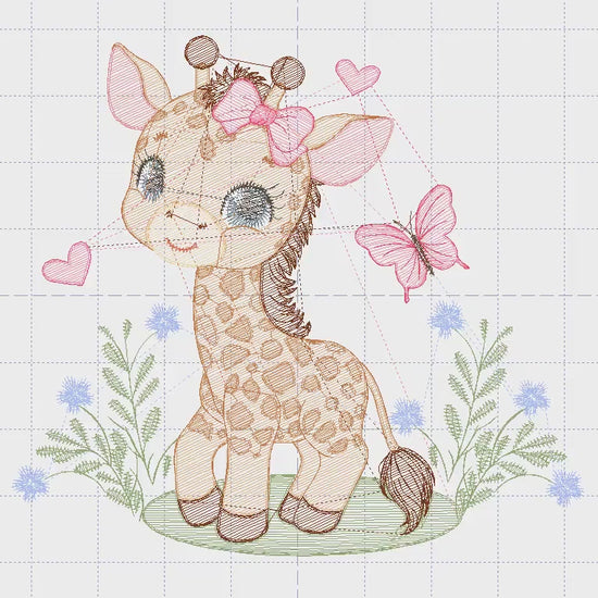 Giraffe embroidery designs - Safari animals embroidery design machine embroidery pattern - Baby girl embroidery file - instant download pes