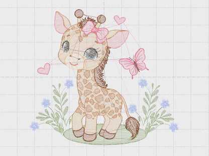 Giraffe embroidery designs - Safari animals embroidery design machine embroidery pattern - Baby girl embroidery file - instant download pes