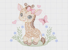 Load and play video in Gallery viewer, Giraffe embroidery designs - Safari animals embroidery design machine embroidery pattern - Baby girl embroidery file - instant download pes
