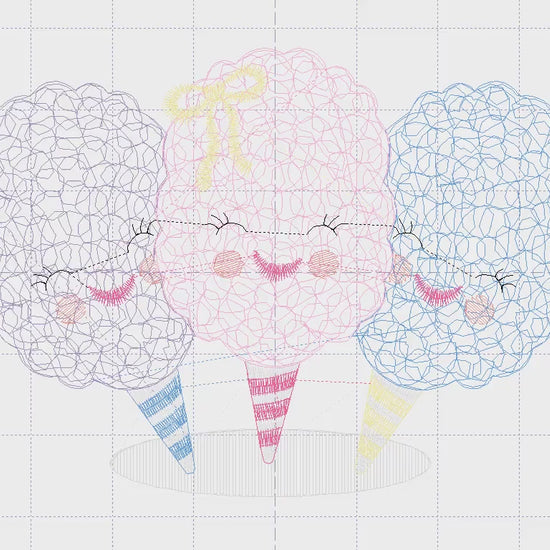 Cotton candy embroidery designs - Children Ice cream machine embroidery pattern - Cotton candy cart file - Instant digital download pes jef