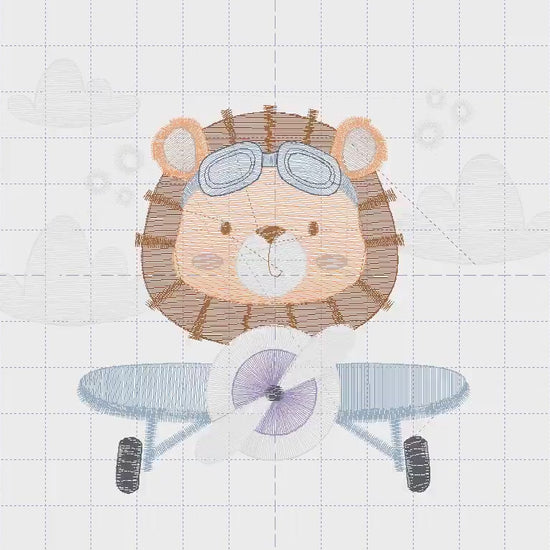 Lion Pilot embroidery designs - Airplane embroidery design machine embroidery pattern - Baby boy embroidery file - instant download pes jef