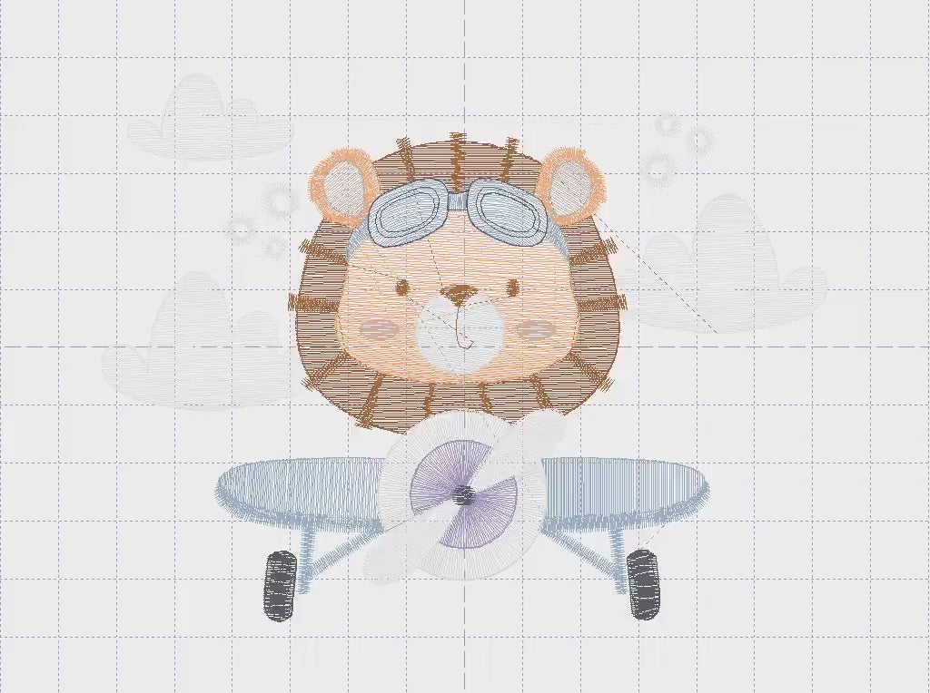 Lion Pilot embroidery designs - Airplane embroidery design machine embroidery pattern - Baby boy embroidery file - instant download pes jef