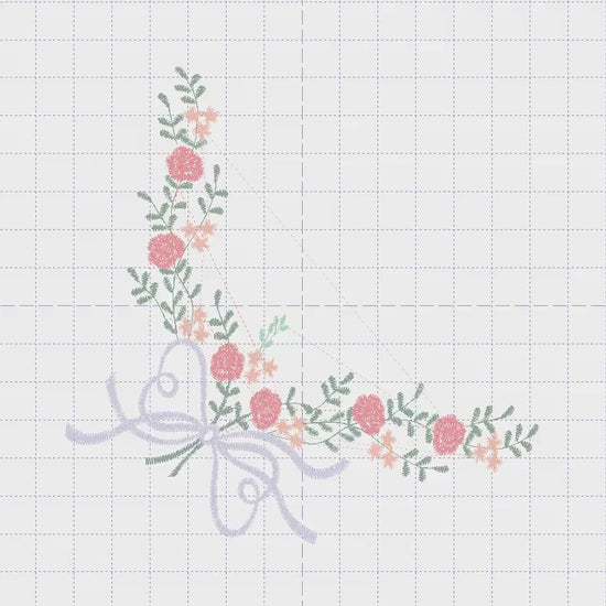 Flowers Corner embroidery designs - Kitchen Towel embroidery design machine embroidery pattern - Roses embroidery file -  Roses Bouquet pes