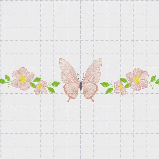 Flowers embroidery designs - Butterfly embroidery design machine embroidery pattern - Kitchen towel embroidery file - instant download pes