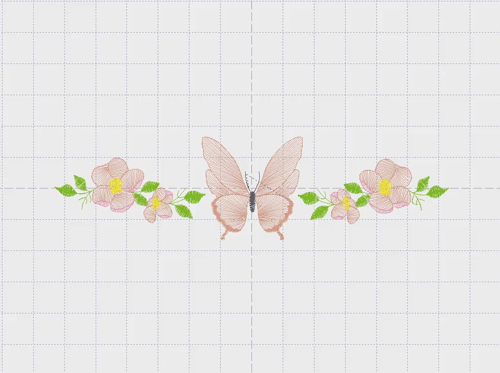Flowers embroidery designs - Butterfly embroidery design machine embroidery pattern - Kitchen towel embroidery file - instant download pes