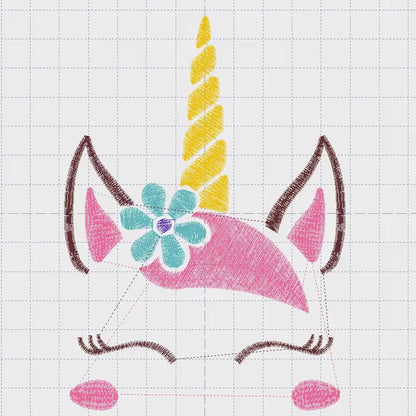 Unicorn embroidery designs - Baby Girl machine embroidery pattern - Unicorn face with flower file - Instant digital download pes jef dst hus