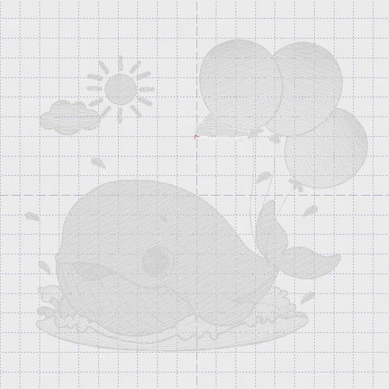 Whale embroidery designs - Ocean Animal Big Fish with balloons machine embroidery pattern - Sea Life Baby Boy - Instant digital download pes
