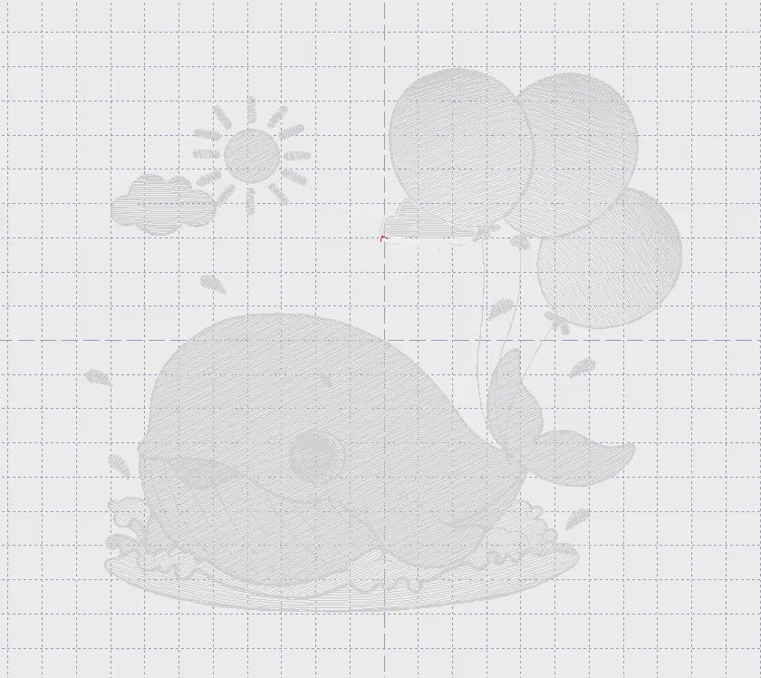 Whale embroidery designs - Ocean Animal Big Fish with balloons machine embroidery pattern - Sea Life Baby Boy - Instant digital download pes