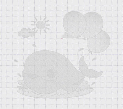 Whale embroidery designs - Ocean Animal Big Fish with balloons machine embroidery pattern - Sea Life Baby Boy - Instant digital download pes