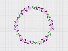 Laden und Abspielen von Videos im Galerie-Viewer, Lavender Monogram Frame embroidery designs - Flower embroidery design machine embroidery pattern - Lavender wreath embroidery file download
