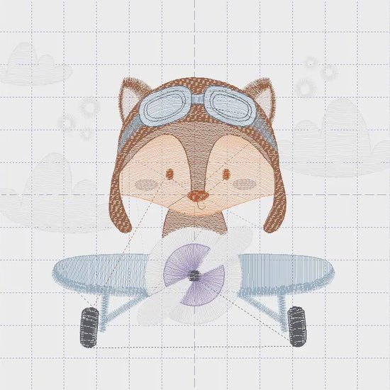 Plane embroidery designs - Fox Pilot embroidery design machine embroidery pattern - Fox Pilot aviator - Baby boy embroidery file download