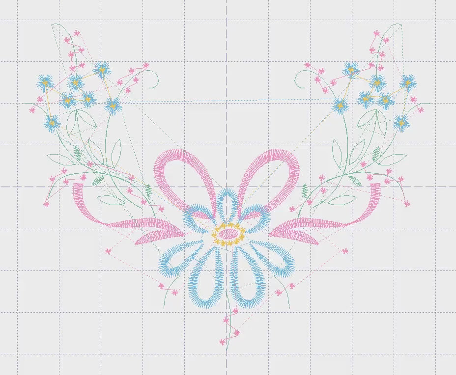 Flowers embroidery designs - Flower with lace machine embroidery pattern - Floral Bouquet file - Instant digital download pes jef dst hus