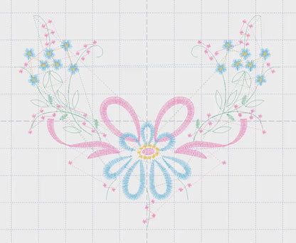 Flowers embroidery designs - Flower with lace machine embroidery pattern - Floral Bouquet file - Instant digital download pes jef dst hus
