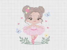 Carica e avvia il video nel visualizzatore di galleria, Ballerina embroidery designs - Ballet dancer embroidery design machine embroidery pattern - Baby girl embroidery file - instant download pes
