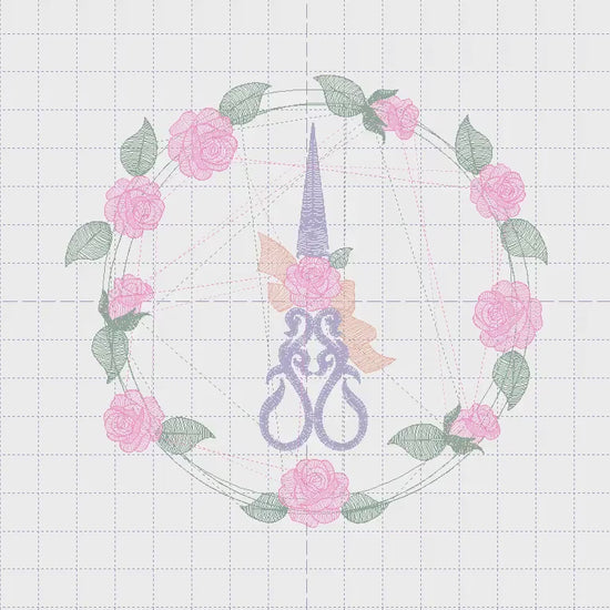 Scissors with flowers and Frame embroidery designs - Scissors embroidery design machine embroidery pattern - Rose wreath embroidery download