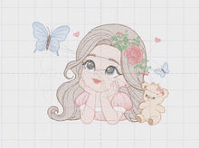 Carica e avvia il video nel visualizzatore di galleria, Baby girl embroidery design - Teeneger girl embroidery designs machine embroidery pattern - Girl with long hair embroidery file - download
